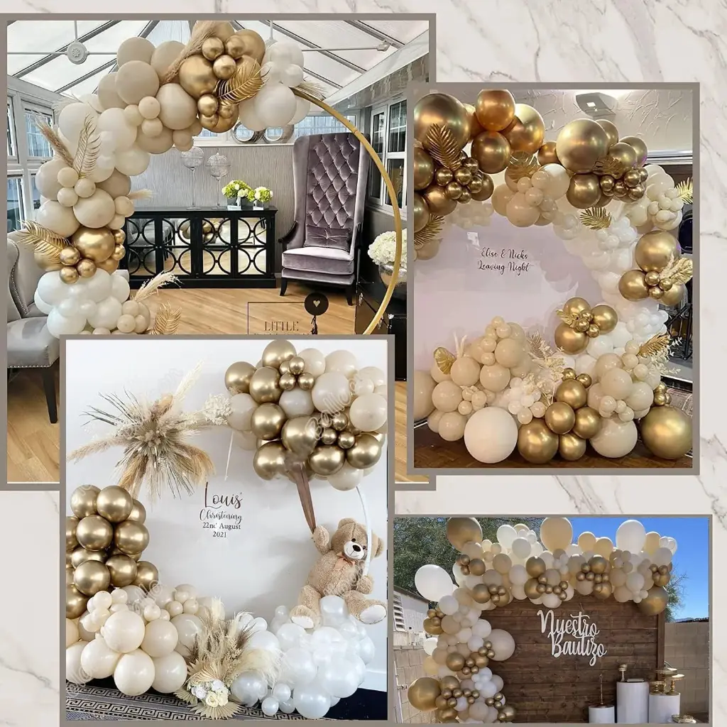 Kit Complet de Décoration Festive doree et blanc  – 128 Pièces  5.webp