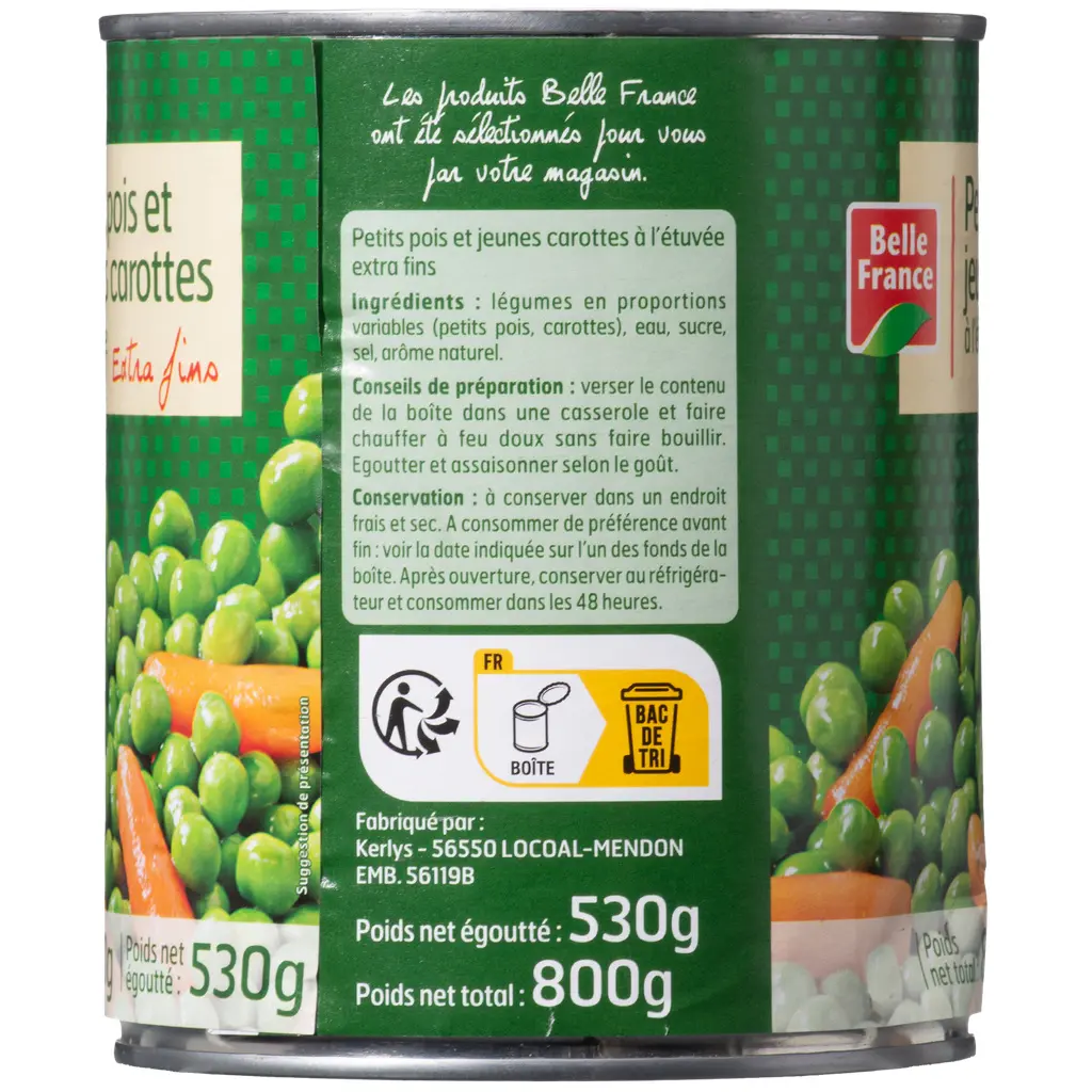 BELLE FRANCE- Petits Pois Extra-fins et Carottes Vapeur 2.webp