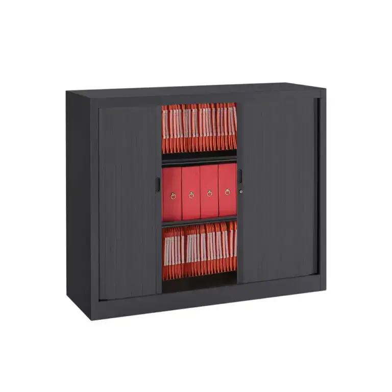 OKINAWA - Armoire Basse 90 x 45 x 120cm Gris Anthracite 2.webp