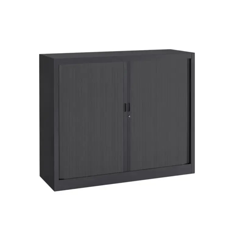 OKINAWA - Armoire Basse 90 x 45 x 120cm Gris Anthracite 3.webp