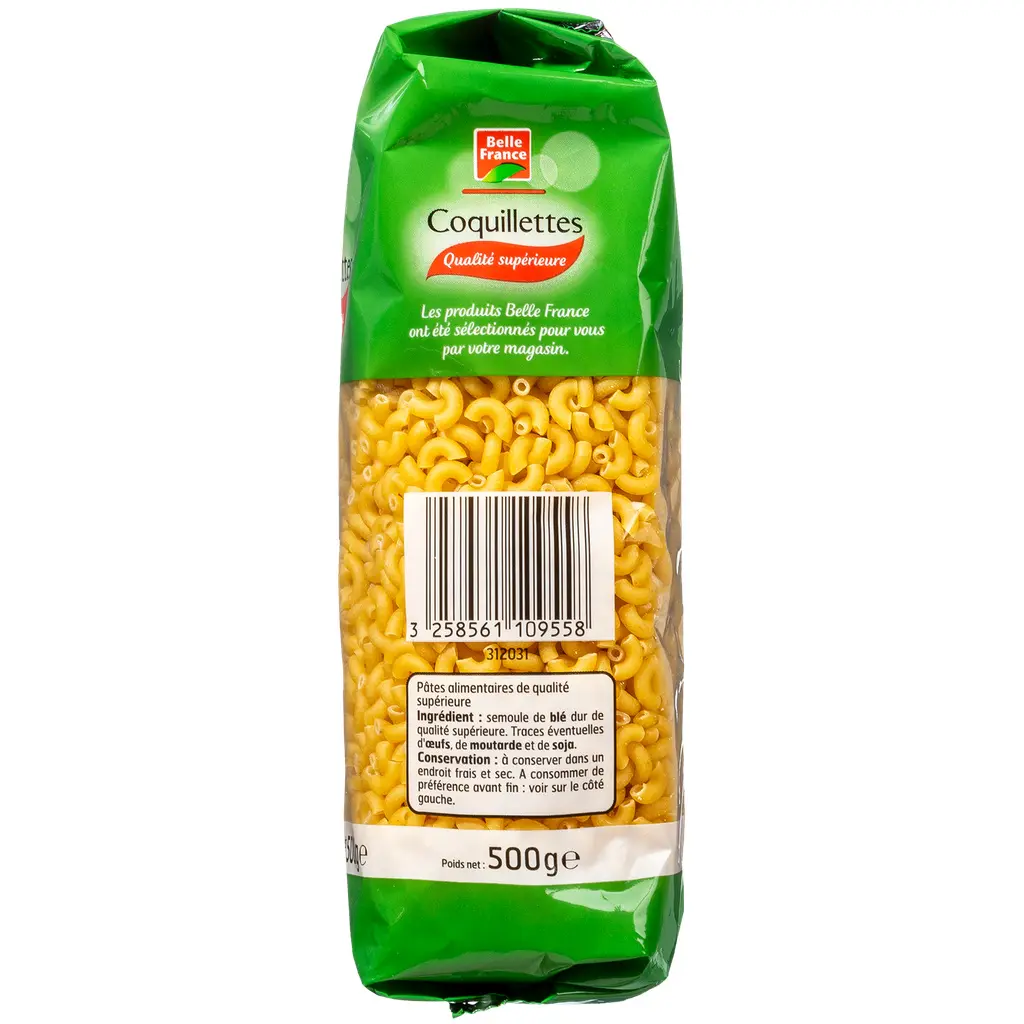 BELLE FRANCE - Coquillettes Pâtes Cuisson Rapide 3 Min 500 G 2.webp