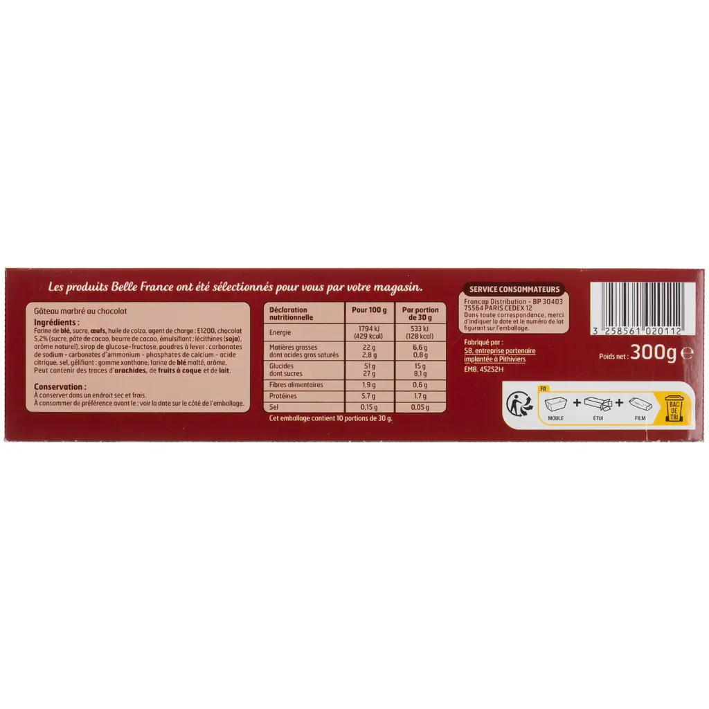 BELLE FRANCE - Gâteau Marbré au Chocolat 300 G 2.webp