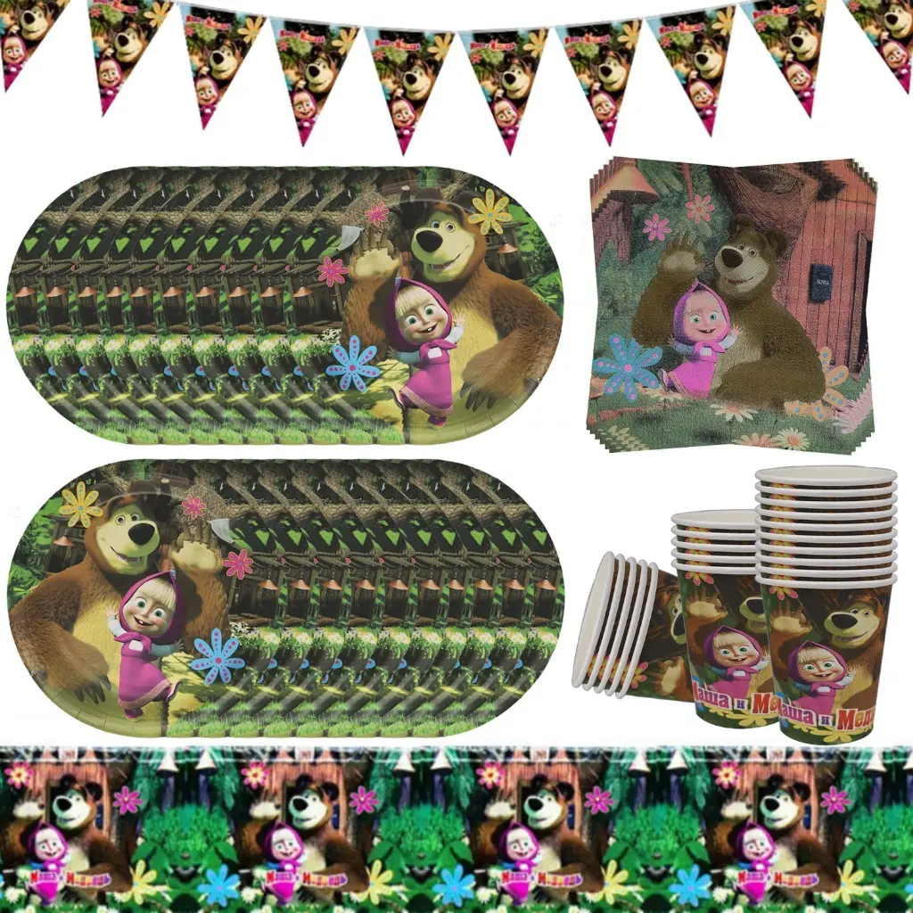 Ensemble de Décorations pour fête d'anniversaire Masha et Michka 2.webp