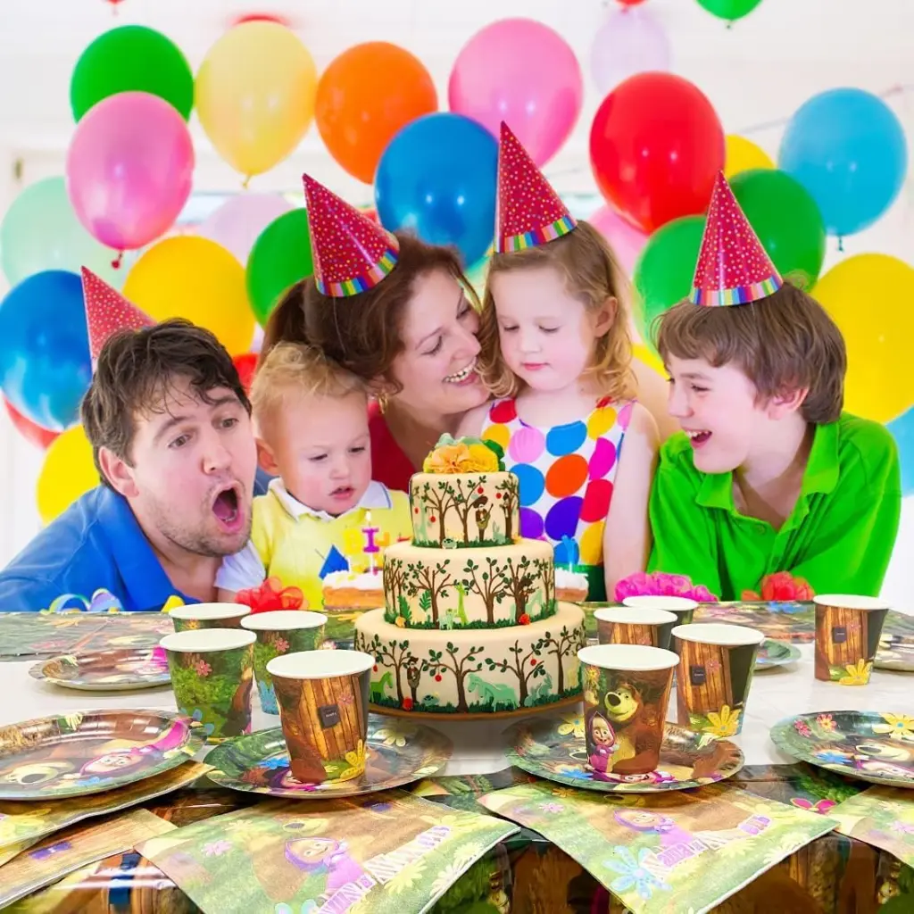 Ensemble de Décorations pour fête d'anniversaire Masha et Michka 3.webp