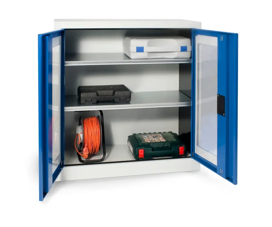 Armoire d'atelier basse NG à portes transparentes 2 tablettes - 100 × 102 × 50 CM SOPHIA MAYOTTE.webp