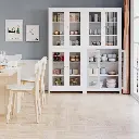 FOREHILL Armoire Cuisine Haute avec 4 Portes Vitrées - 80 × 33 × 190 CM SOPHIA MAYOTTE 4.webp