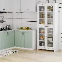 FOREHILL Armoire Cuisine Haute avec 4 Portes Vitrées - 80 × 33 × 190 CM SOPHIA MAYOTTE 2.webp