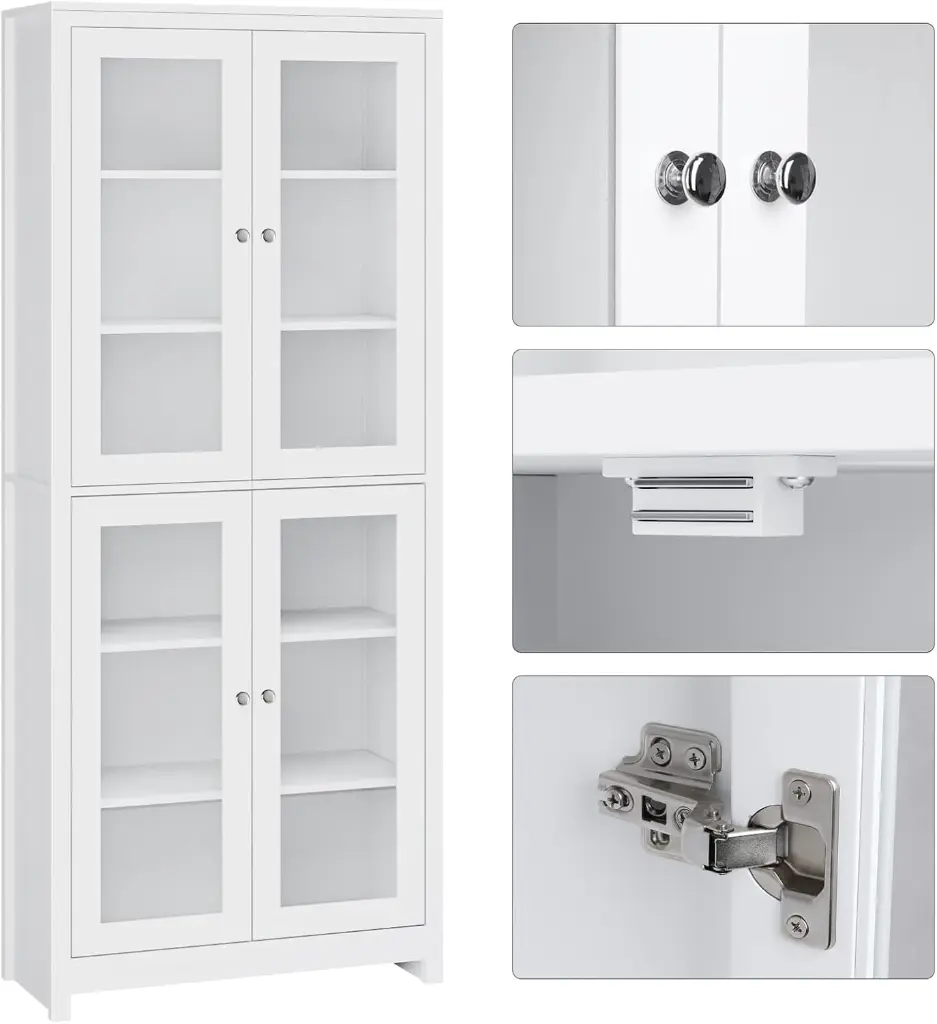 FOREHILL Armoire Cuisine Haute avec 4 Portes Vitrées - 80 × 33 × 190 CM SOPHIA MAYOTTE 6.webp