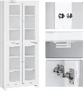 FOREHILL Armoire Cuisine Haute avec 4 Portes Vitrées - 80 × 33 × 190 CM SOPHIA MAYOTTE 6.webp