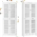 FOREHILL Armoire Cuisine Haute avec 4 Portes Vitrées - 80 × 33 × 190 CM SOPHIA MAYOTTE 3.webp