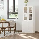 HOMCOM Bibliothèque vitrée avec rangement sophia mayotte 2.webp