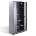 Armoire haute à rideaux monobloc Éco Gris Sophia Mayotte 2.webp