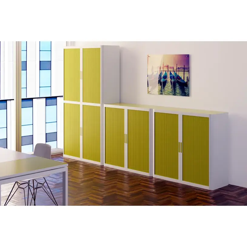 Armoire haute à rideaux EasyOffice BLANC ET VERT.webp