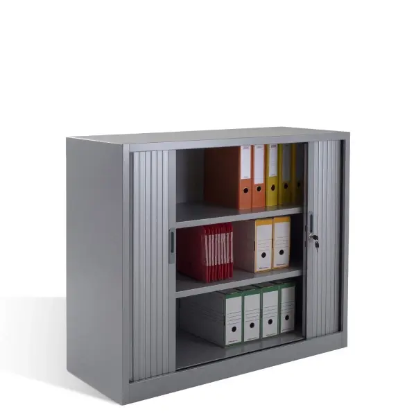 Armoire basse à rideaux métallique SOPHIA Mayotte gris 02.webp