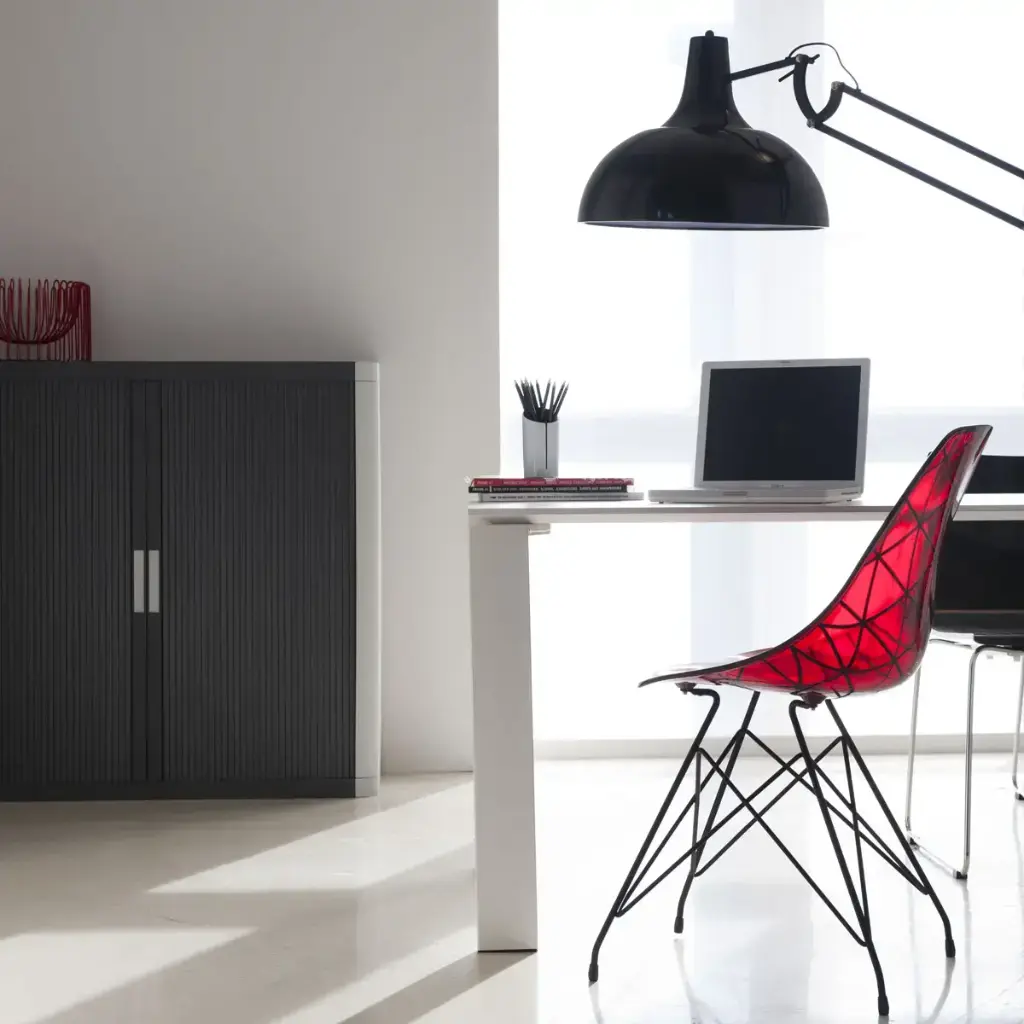 Armoire basse à rideaux EasyOffice Antharcite Sophia Mayotte 1.webp