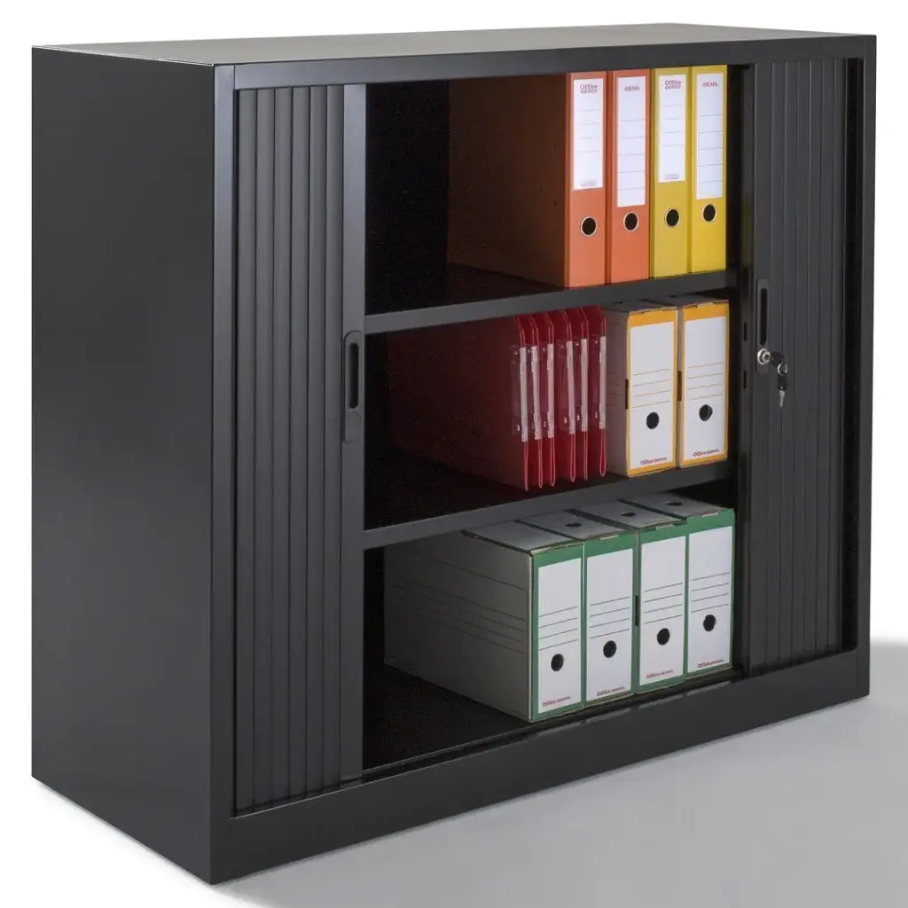 [3] Armoire Basse 120 x 110CM Gris Anthracite