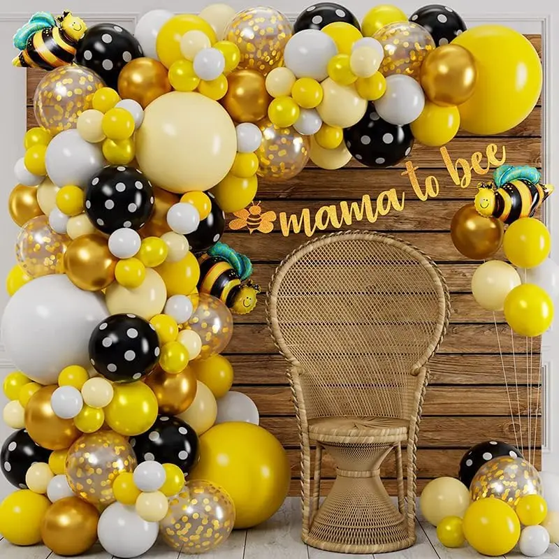 Kit Arche Guirlande Ballons Abeilles Jaune Noir 116 Pièces