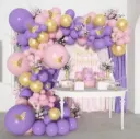 Kit Guirlande Ballons Papillons Violet 97 Pièces