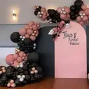 Kit Guirlande Ballons Noir Or Rose Massif – 117 pièces