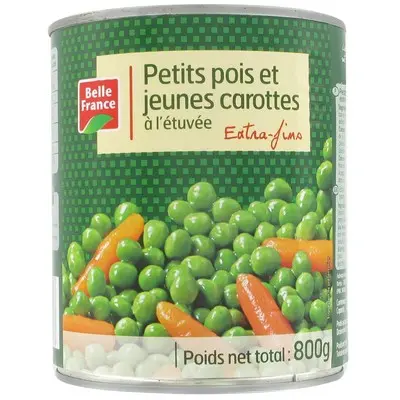  BELLE FRANCE- Petits Pois Extra-fins et Carottes Vapeur En Boîte 4/4 