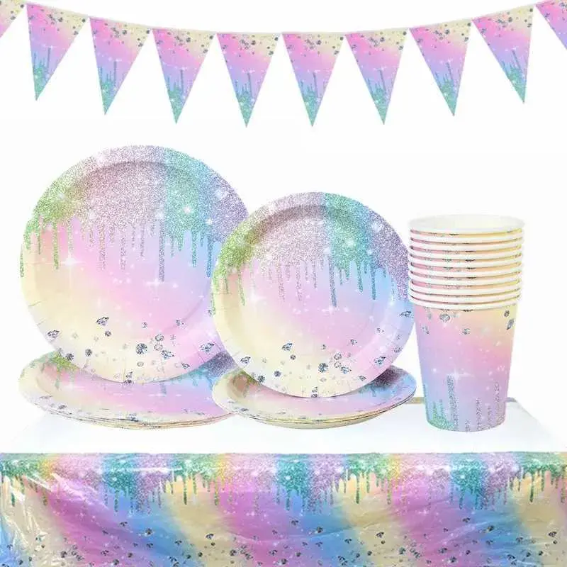 Kit Décorations Confettis Guirlande Diamants 13 Pièces