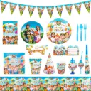 Kit Décorations Fête Enfants Nappe Gobelets Assiettes Ballons 