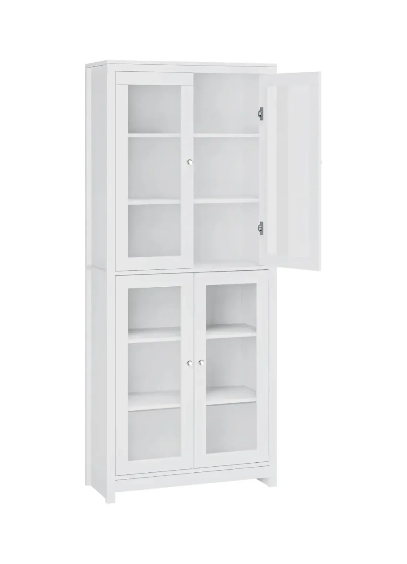 FOREHILL Armoire Cuisine Haute avec 4 Portes Vitrées - 80 × 33 × 190 CM
