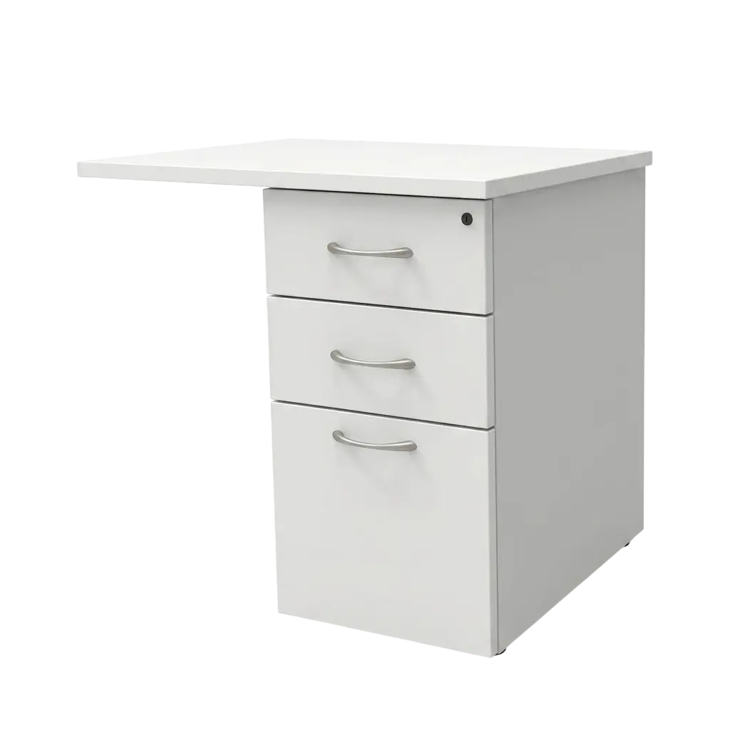 [SPH-CHNP212096] Caisson hauteur bureau avec plateau - 3 tiroirs (Blanc perle)