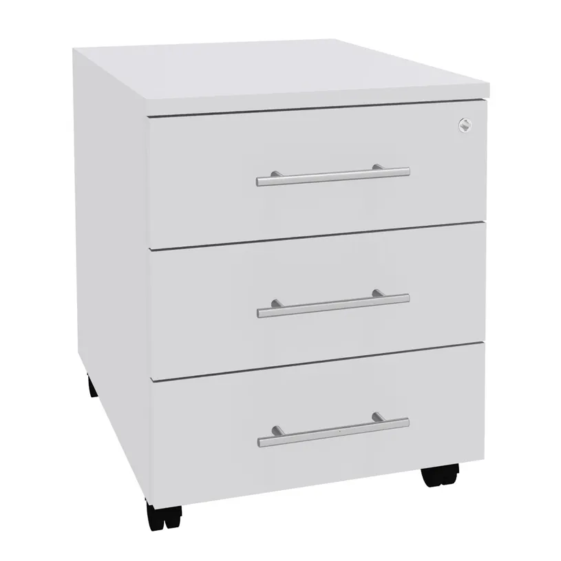 [SPH-CBR704117] Caisson de bureau sur roulettes – 3 tiroirs (Blanc perle)