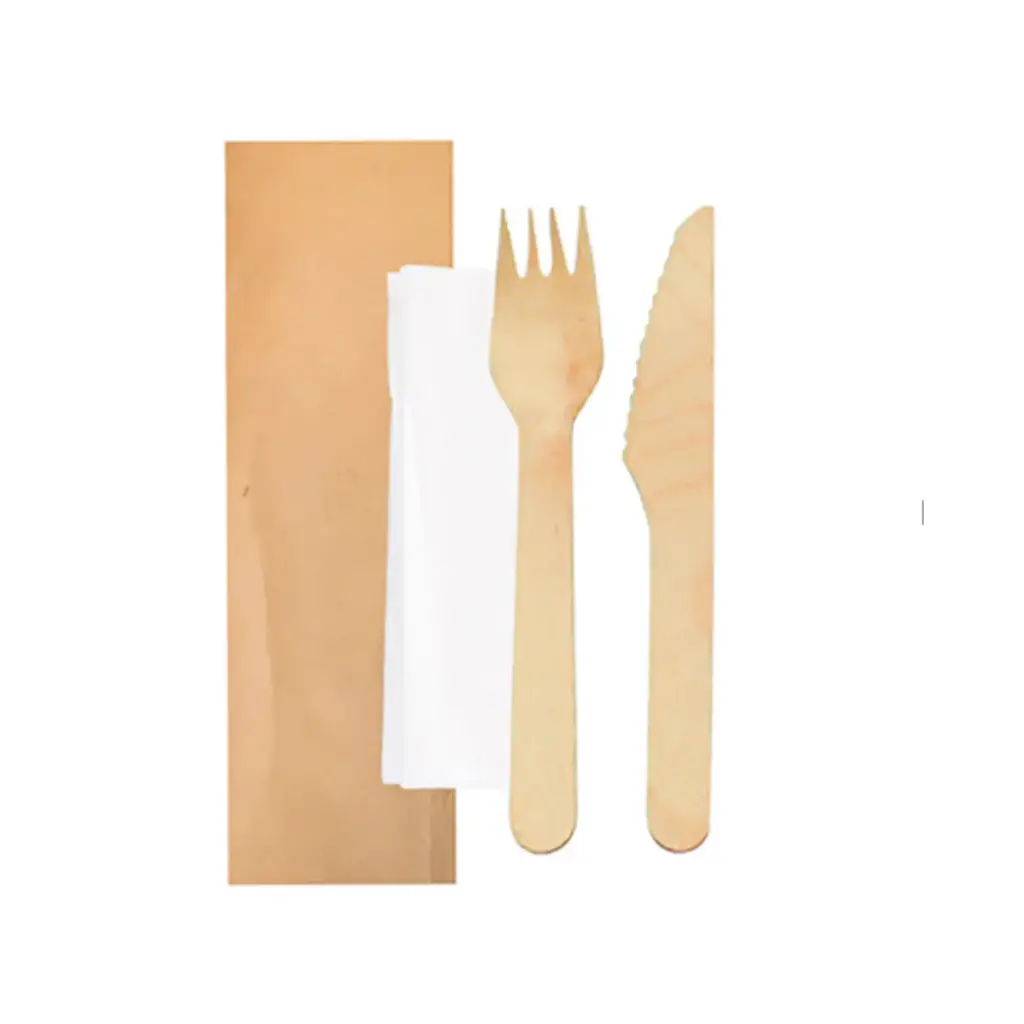 Kit 3 en 1 : Couteau, fourchette et serviette 250 unités