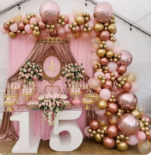 [SPH-ARCH027] Kit Arche Ballons Décoration Or Rose 152 Pièces